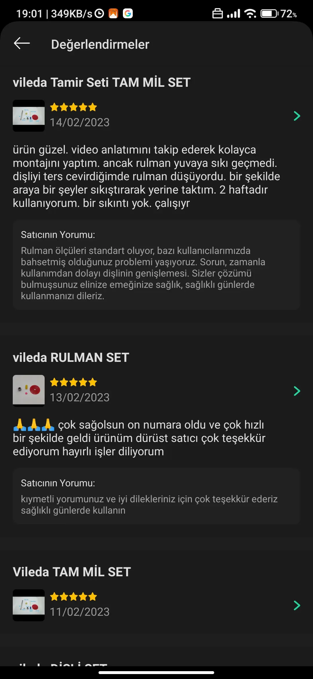 vileda rulman değişimi yorumu